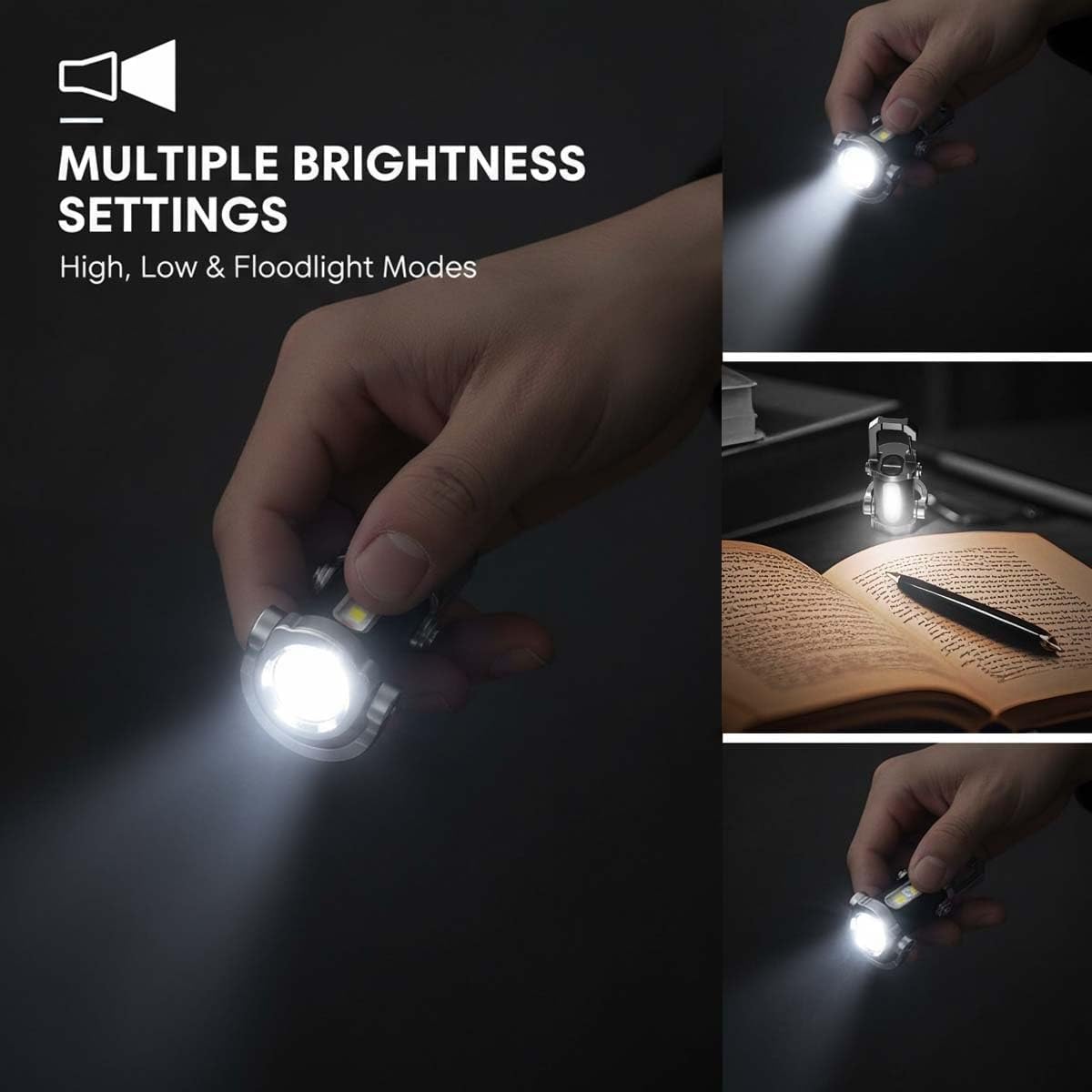 Yuonry Portachiavi portatile ricaricabile luminoso caricabatterie per telefono, mini torcia portachiavi, 7 modalità di illuminazione, 1200 lumen EDC impermeabile portachiavi torcia (4 pezzi)