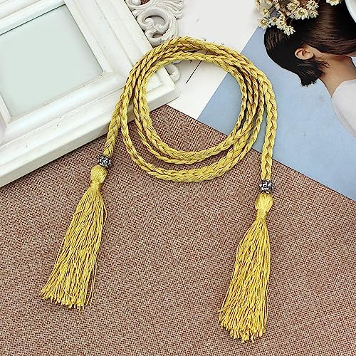 Ladies Waist Belt Delicate Tassels Decors Braided Belt For Dress Women Seaside Waist Belt3