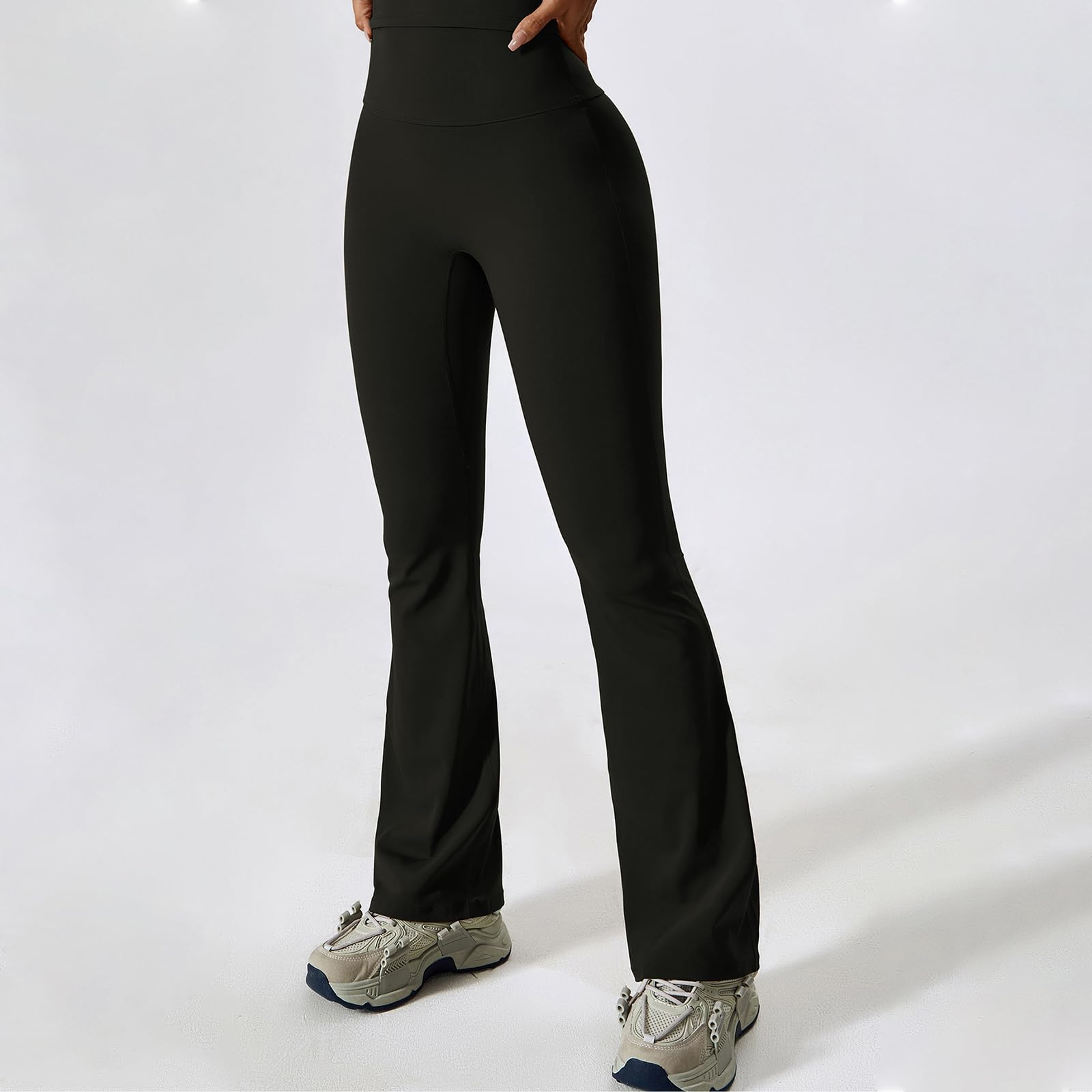 IDOPIP Sport-Set Damen Langarm für Fitness: Zweiteiler Gym Set mit Langarmshirt und Leggings Schlaghose - Sportkleidung für Yoga Pilates Workout