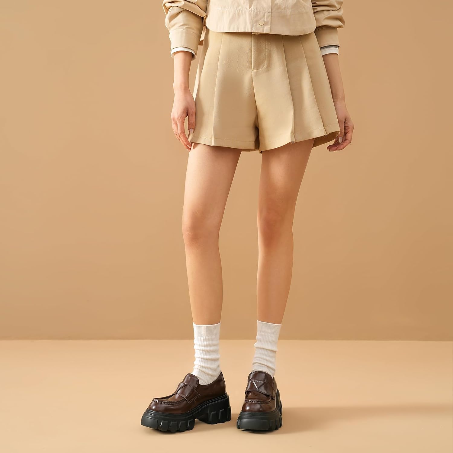 BEAU TODAY Platform Leather Loafers for Women, Chunky Lug Sole Loafers Women, Comfortable Slip-on Business Casual Non-Slip Round Toe Office Ladies Dress Shoes - Image 3