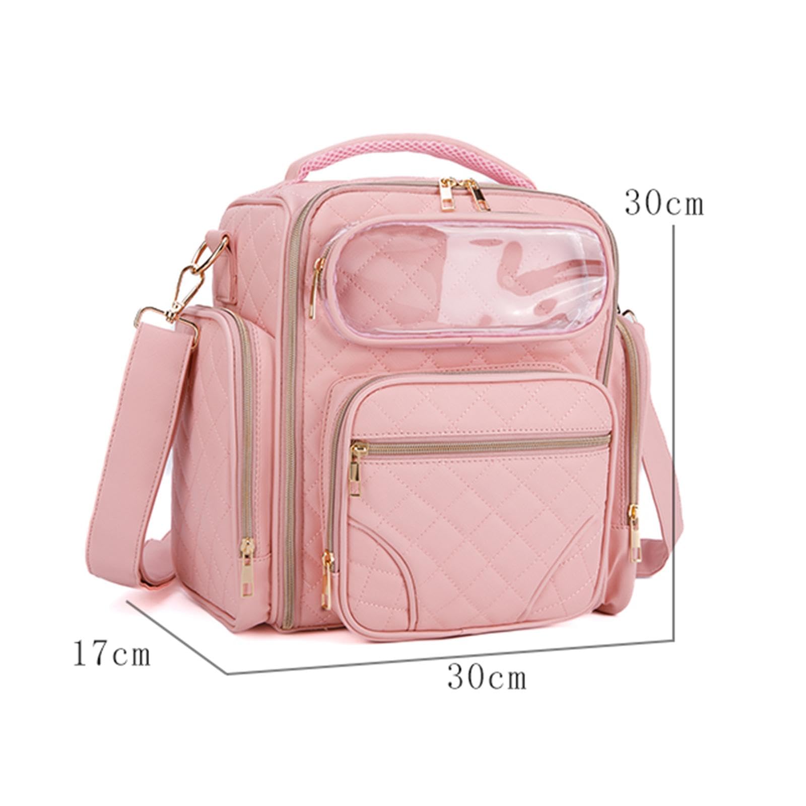 Beauty case da viaggio professionale, organizer portatile per cosmetici, pennelli, matite per sopracciglia, strumenti per nail art, 30 x 30 x 17 cm