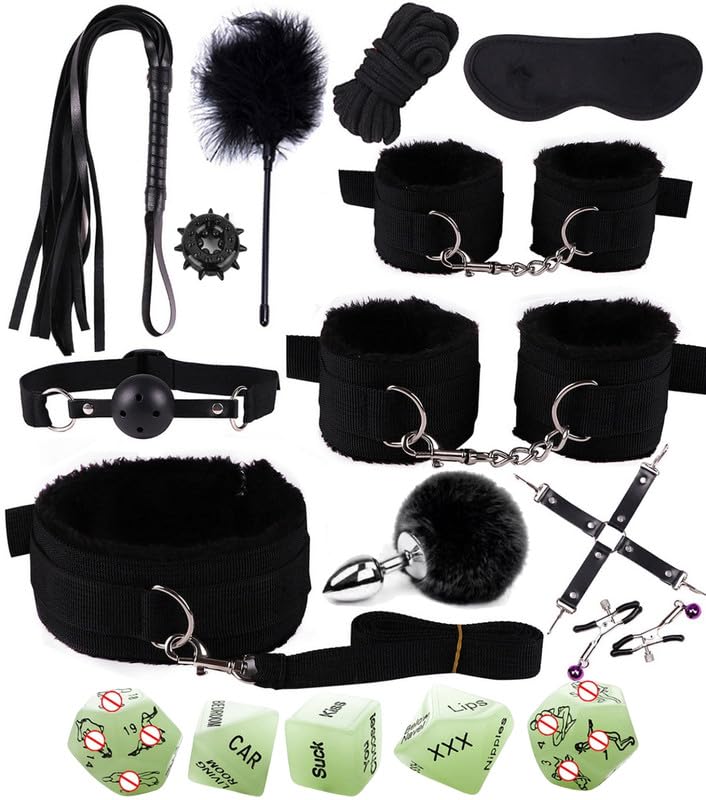 Un Ensemble De 12 Costumes De Performance en Nylon Noir avec 5 Accessoires De Cube Fluorescent Lumineux, Bagues Noires Et Accessoires Anti Queue. Cadeau pour Couple - K+2