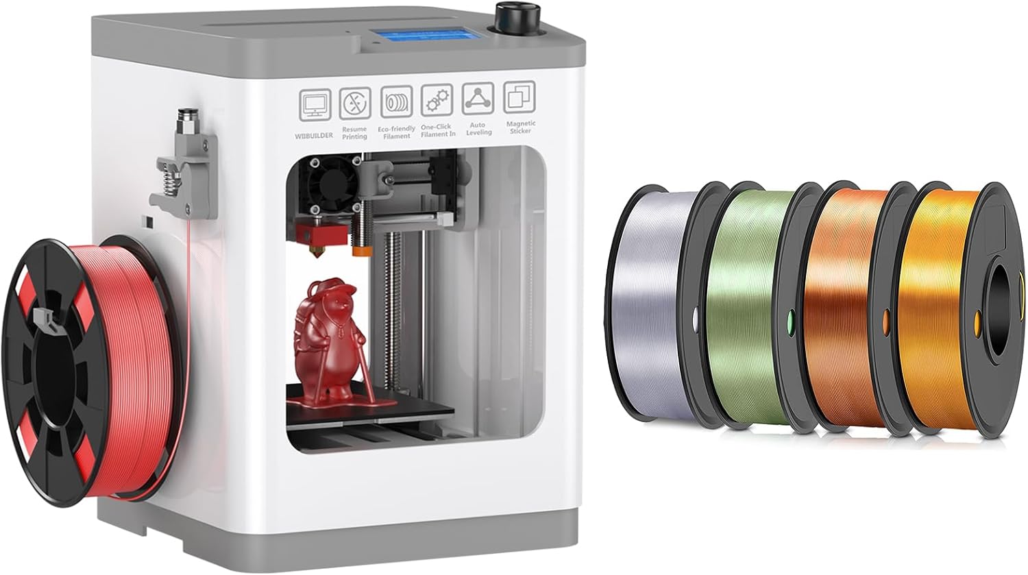 WEEDO Tina2 3D Printer with 1KG PLA Filament Set, Fully Assembled and