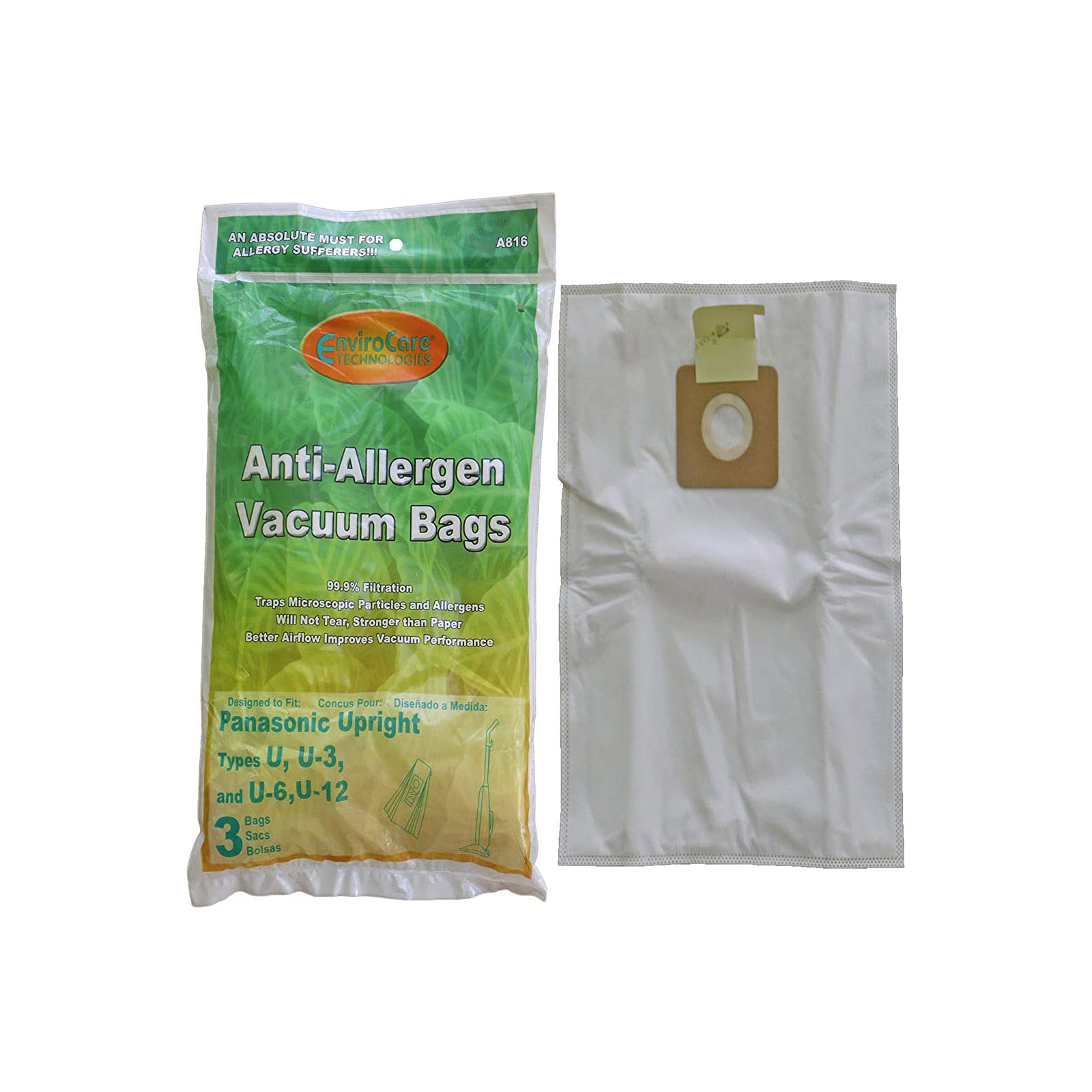 EnviroCareReplacement Vacuum Bag For MC-115PTA / A816 / Style U & U-3 & U-6 (6 Pack)