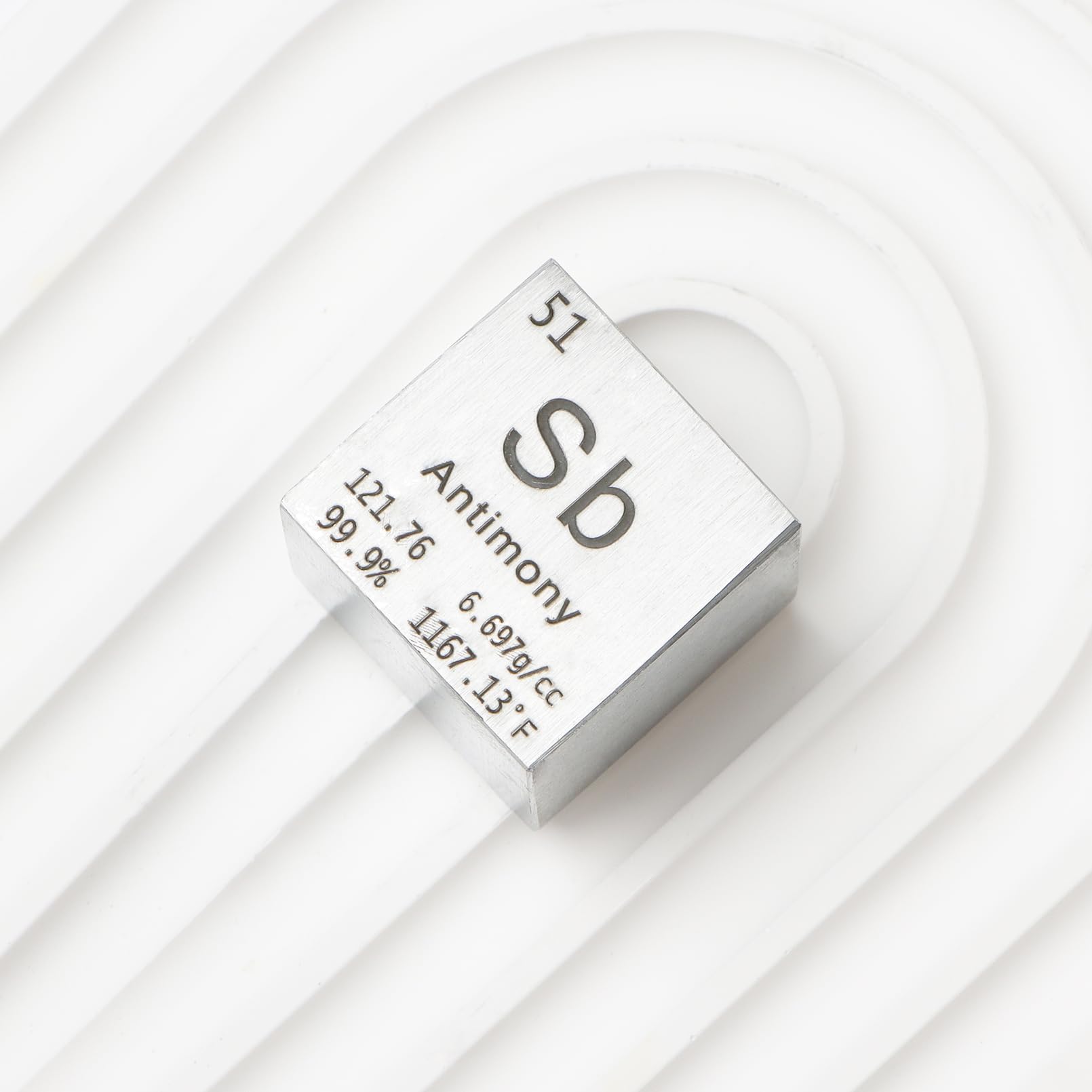 Cube antimoine de 25,4 mm en métal de 25,4 mm - En métal pur - Haute densité - Pour éléments - Collections - Laboratoire - Expérience - Matériel Loisirs
