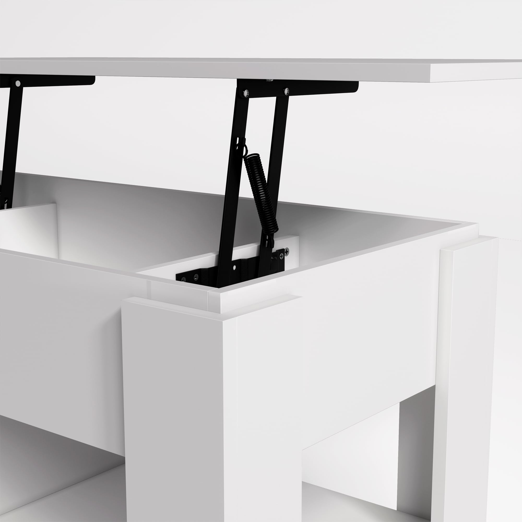 FurnitureR Tavolino da salotto con piano di sollevamento, tavolino regolabile in altezza, tavolino da salotto, tavolino da divano allungabile, con vano portaoggetti nascosto, in legno, tavolo