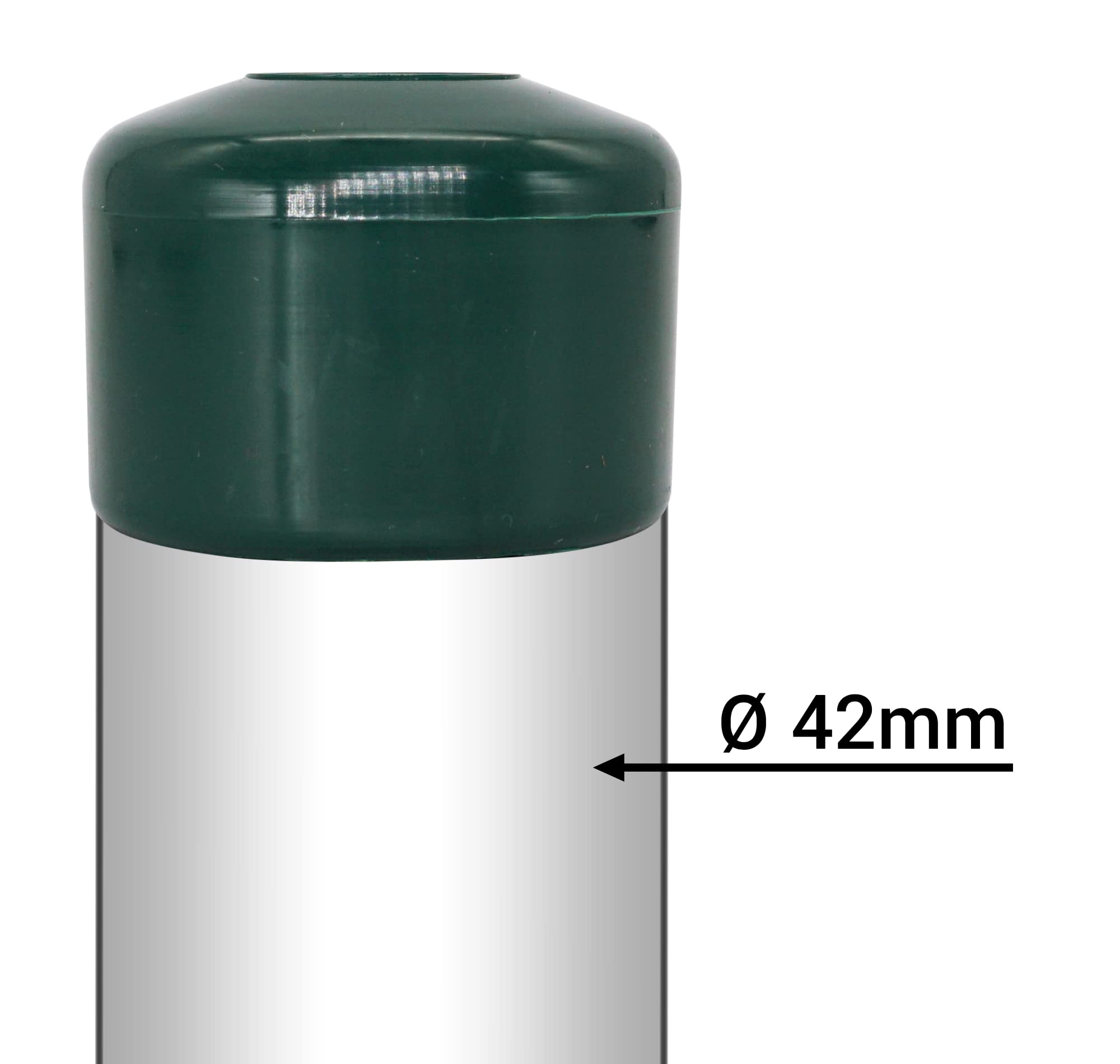 SKIR'CO (6 pcs) Fence Post Caps, Round 42 mm Green Plastic Caps for Round Fence Posts Fence Post Covers, Moss Green RAL 6005 - Image 4