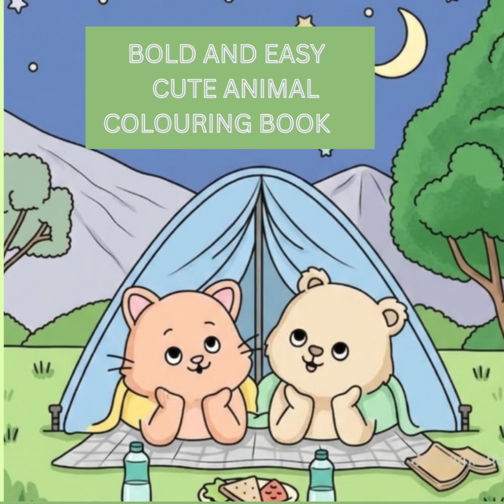 Bold and easy cute animal colouring book: Fun, Easy & Relaxing Coloring Pages with Adorable Animals for Boys & Girls