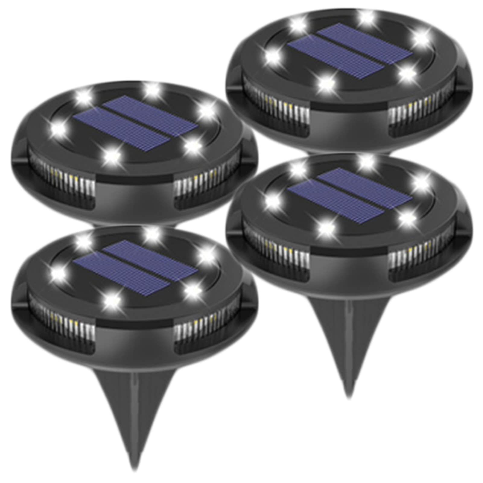 Lampe Solaire au Sol, 4 Pièces Lumière Extérieure étanche Spot Solaires à Encastrer 10LEDS pour Decorative Pelouse Baliser Terrasse Chemin Plantes,White Light