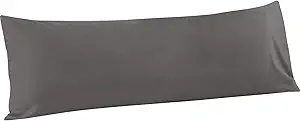 FLXXIE Body Pillow Cover - Super Soft Microfiber 20x54 Pillow Case - Envelope Closure, Wrinkle, Stain Resistant Dark Grey Body Pillow Cover, 20x54, Dark Grey