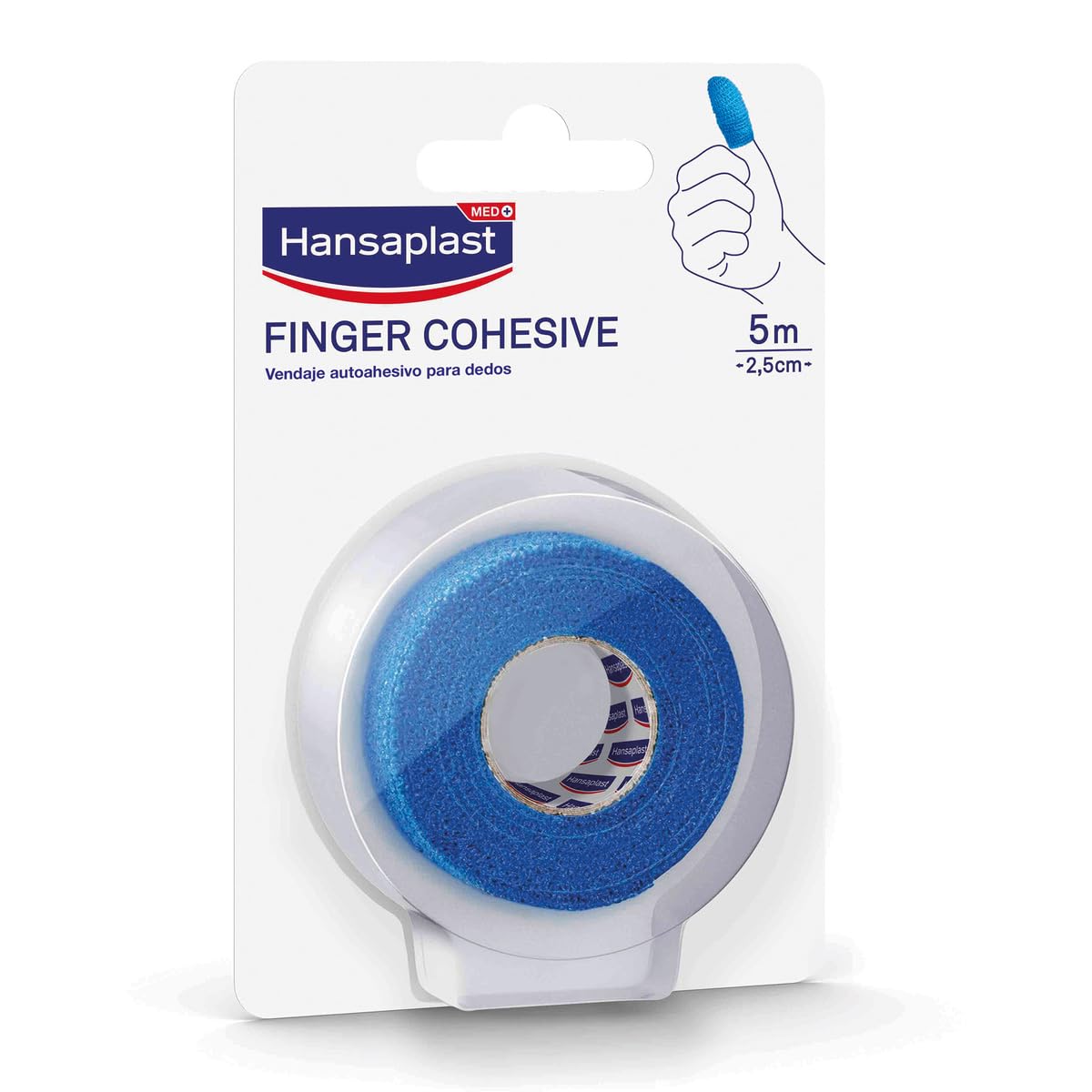 Hansaplast Venda cohesiva para dedos, venda autoadhesiva resistente al agua para botiquín, se rasga con la mano, transpirable, 5 m x 2,​5 m