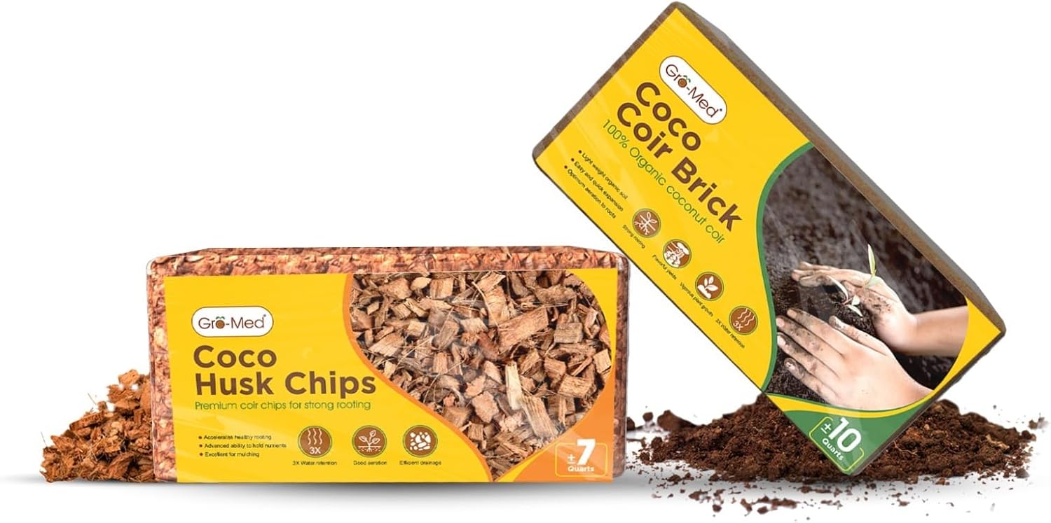 GroMed Coco Coir Chip Substrate Soil Bundle for Gardening