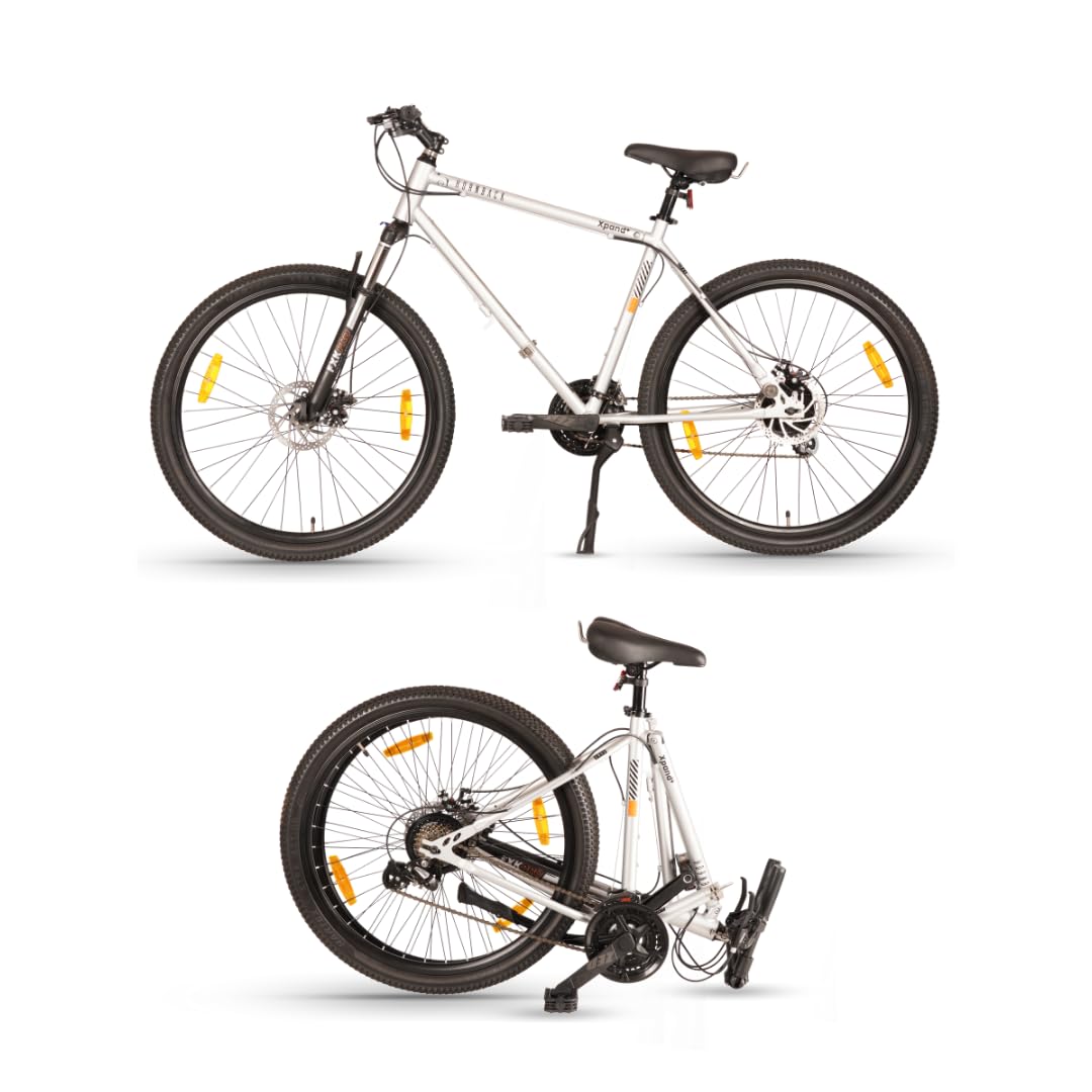 HORNBACK Xpand+ Full Size Fully Assembled Mountain Foldable Cycle for Men & Women (21 Speed Shimano Gears, Lockout Front Suspension, 27.5-Inch Wheels, Mechanical Disk Brakes) (Lightning Silver) (B0D5R1Z2VY) Amazon Price History, Amazon Price Tracker