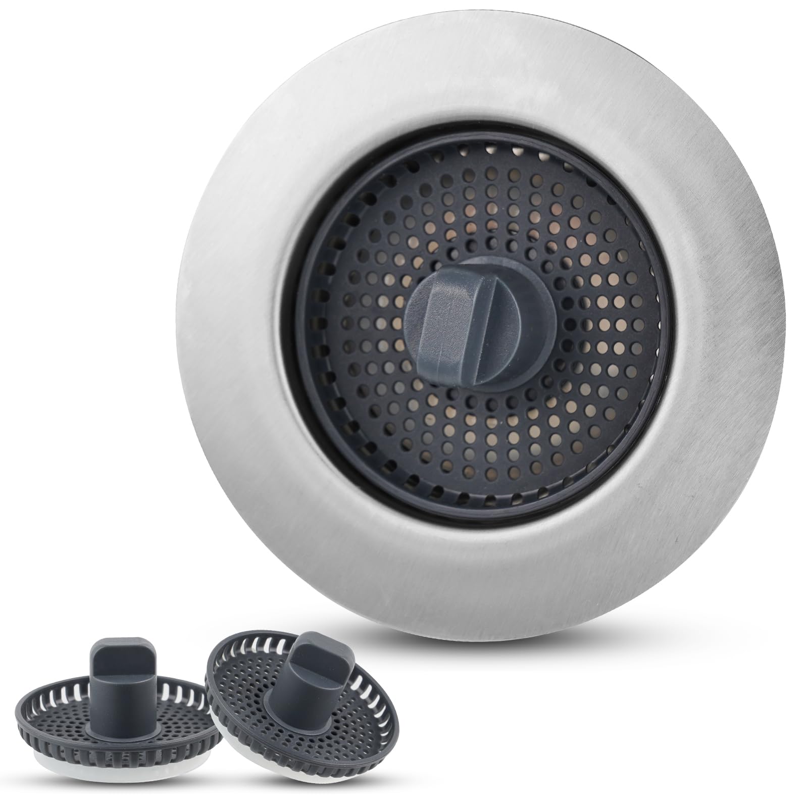 iFealClear Upgraded Kitchen Sink Stopper with 3 Baskets, 3-in-1 Kitchen Sink Strainer, Sink Plug Replacement
