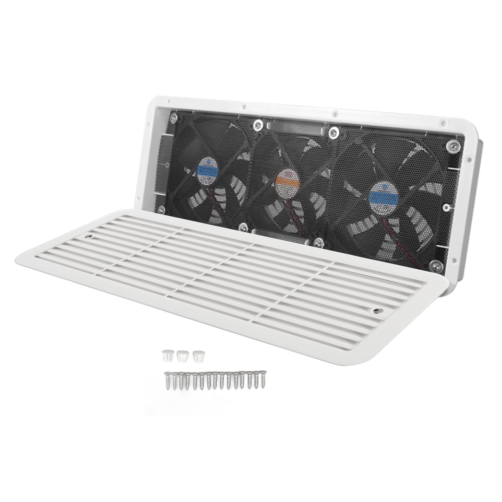 Ventilatore da frigorifero per RV 12V tre ventole silenzioso ventilatore laterale camper con rete protettiva per camper motorhome yacht barca