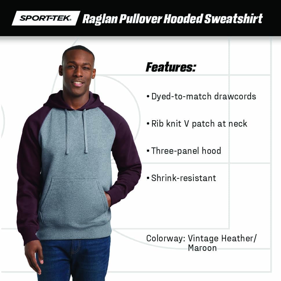SPORT-TEK Raglan Colorblock Pullover Hooded Sweatshirt ST267 - Image 5