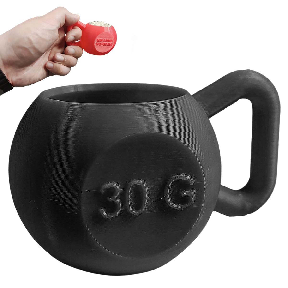 Kettlebell Protein Scoop (30G), Funny Measuring Scoop for Protein Powder, Coffee, Grains, Novelty Little kettle bell Weightlifting Gift for Weightlifter, Fitness Enthusiast, Gym Rat (Black,1-Pack)