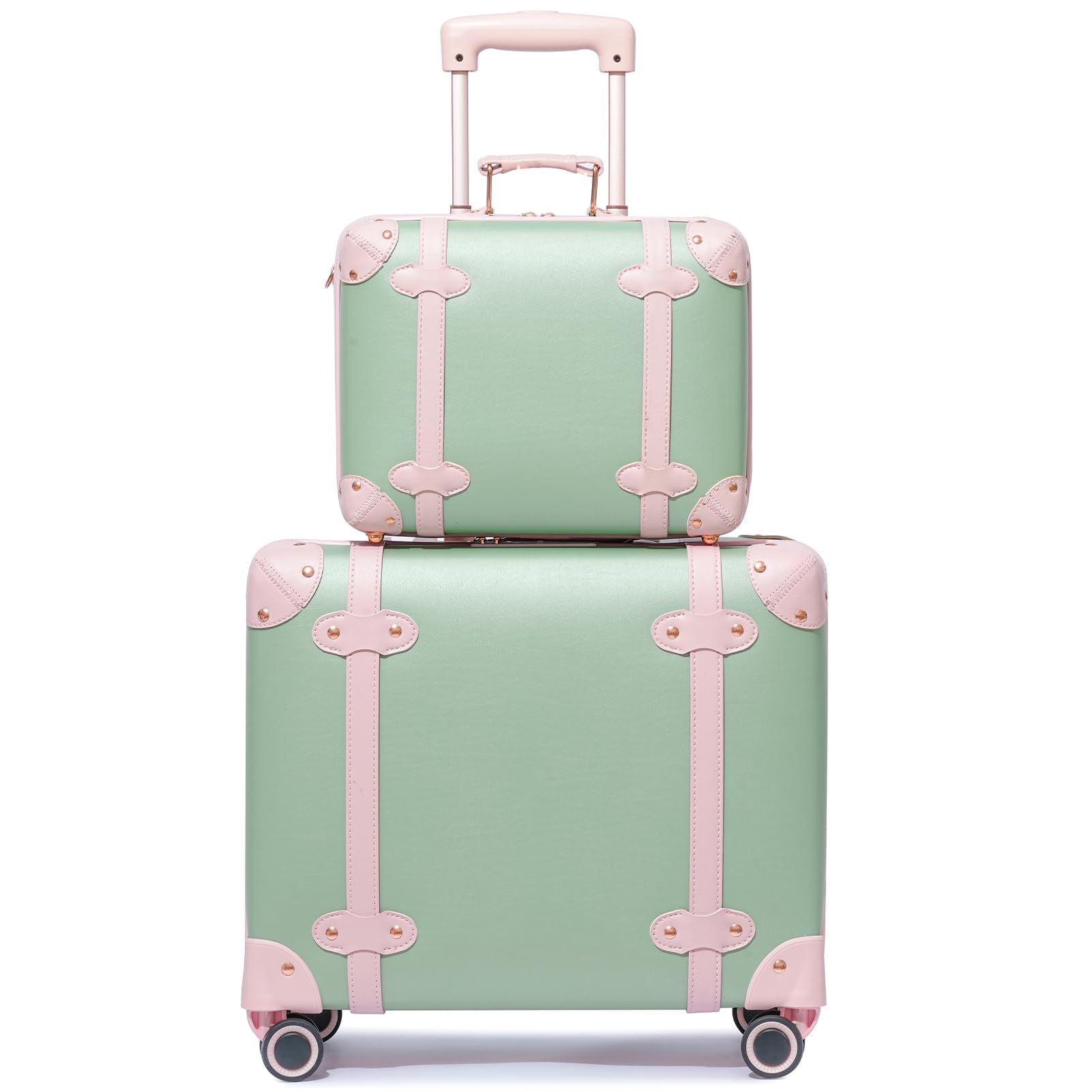 Vintage Look Luggage Set with Wheels, Retro Suitcase, Vintage Travel Luggage Set, Cute Designer Suitcase, Stylish Vintage Luggage Set for Women and Men