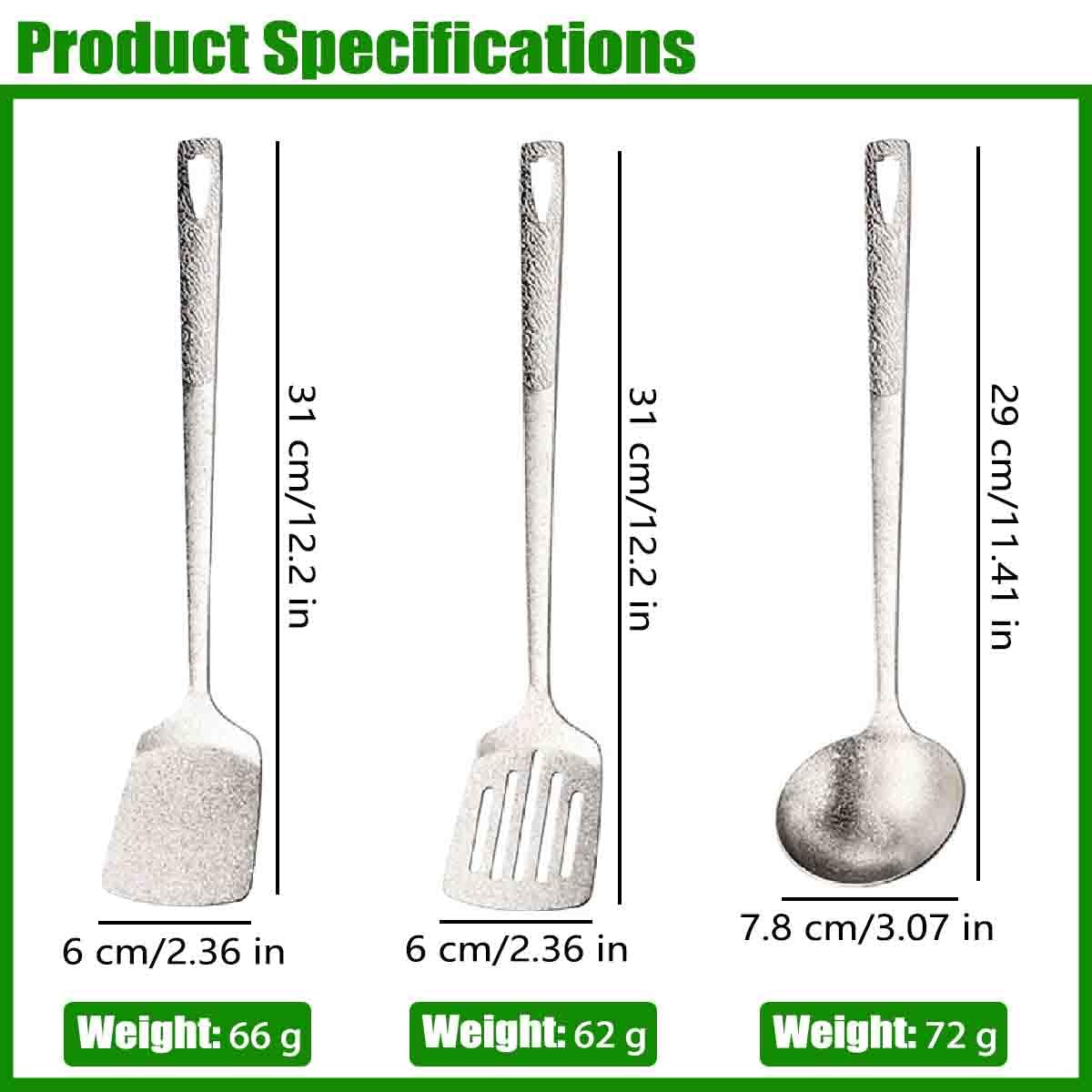 Ustensiles Cuisine Et Spatules En Titane Pur ultraléger solide，A1+B1+C1