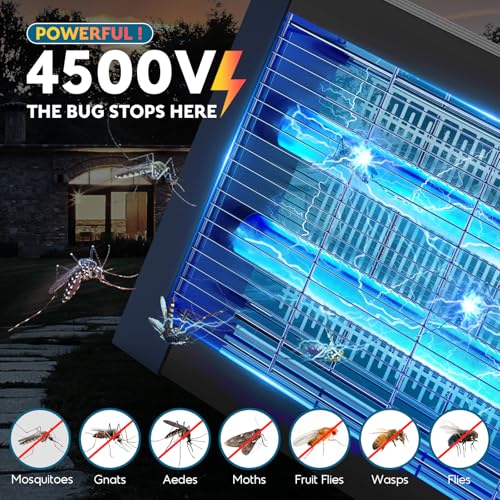 Image of Solar Bug Zapper Outdoor, Mosquito Zapper 4500V Cordless Waterproof | Auto On /Off, Portable Type-C & Solar Powered Bug Zapper, Electric Mosquito Trap Fly Zapper Killer for Patio Backyard Camping