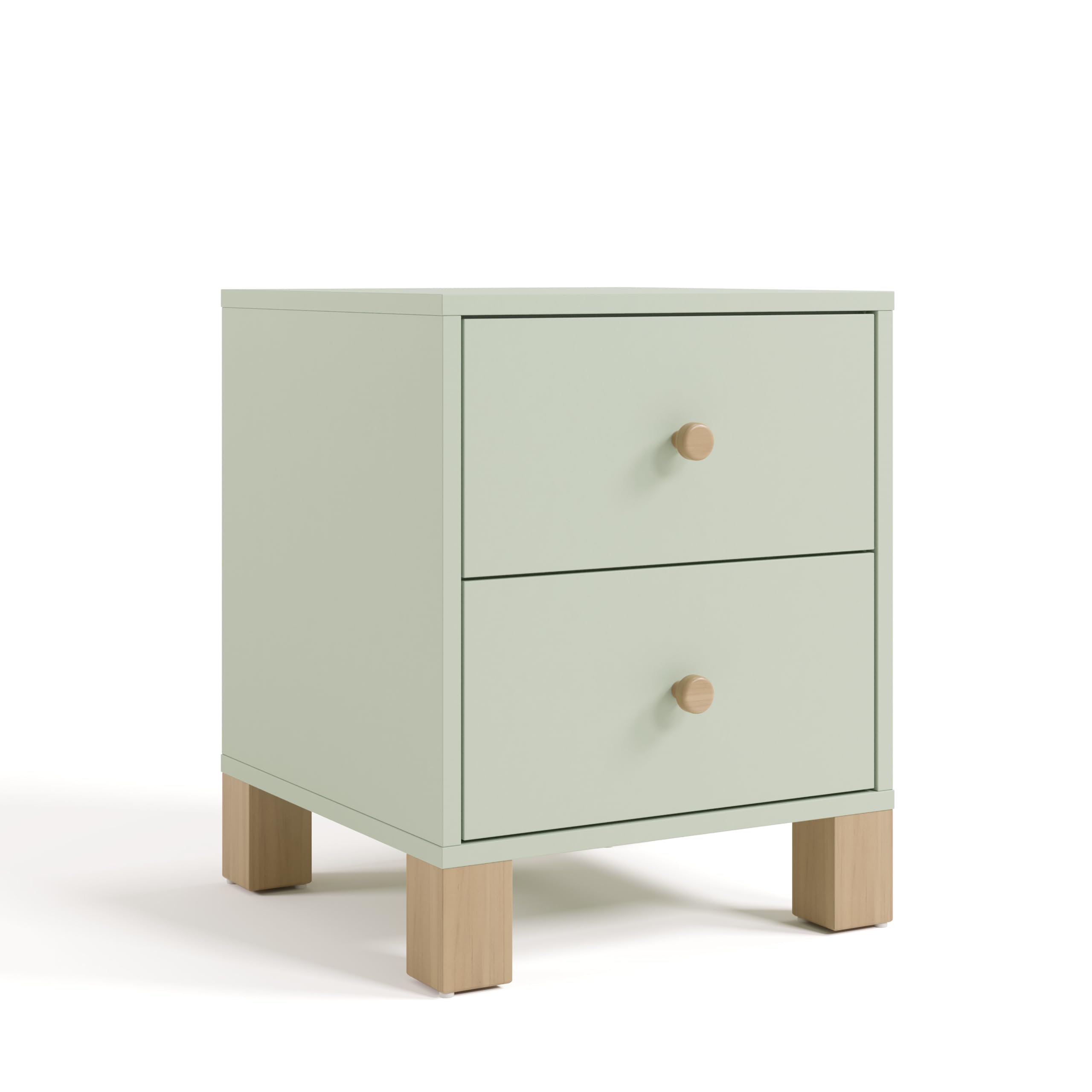 Storkcraft California 2 Drawer Nightstand, Sage with Driftwood