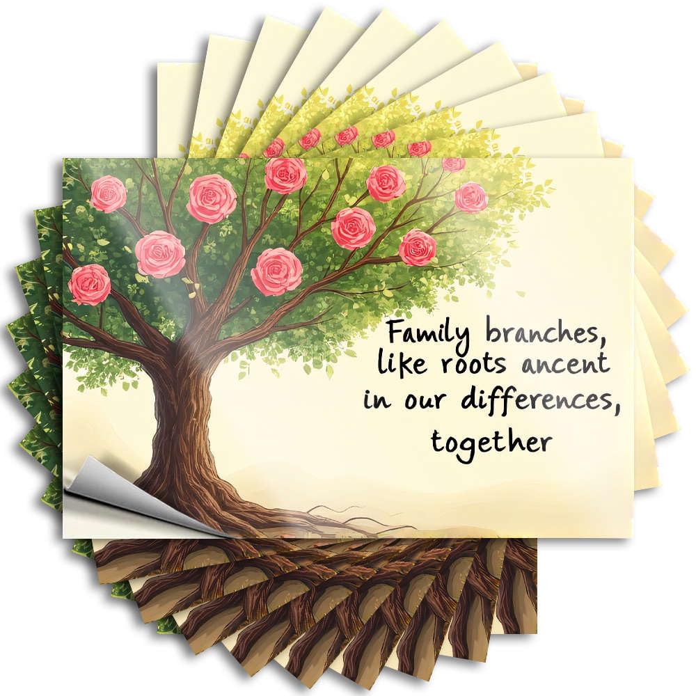 Decal Rooms Decorations Vinyl Sticker | Family Branches, Like Roots Ancient in Our Differences, Together. Motivational for Beer Use(6X9CM)