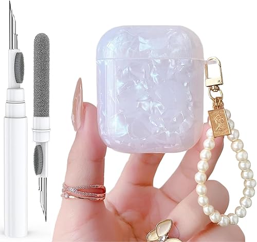 Olytop Funda para Airpods 21 Gen con purpurina linda con bolígrafo limpiador, patrón de carcasa para Airpods de 21 generación, funda protectora para