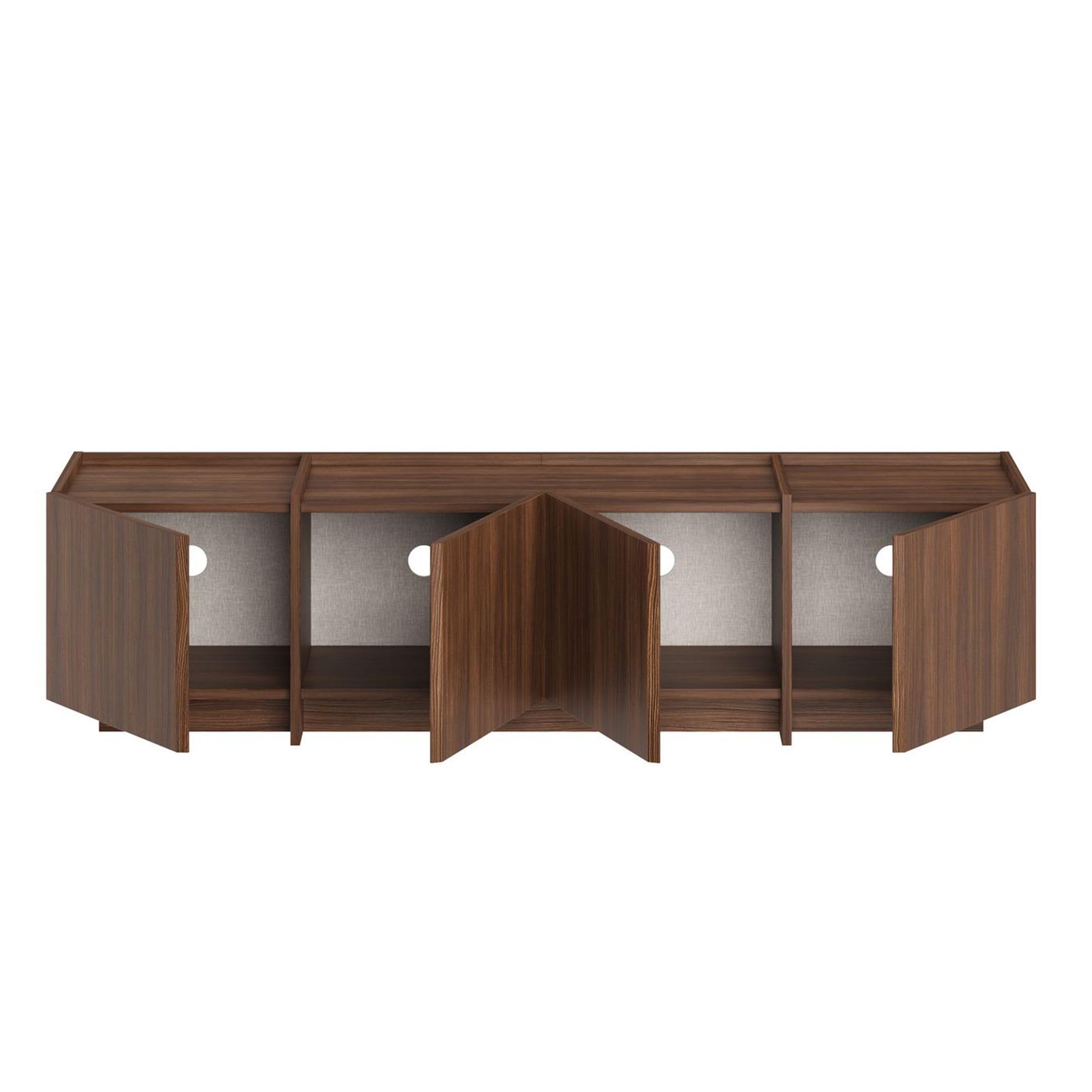 Modernes TV-Möbel, Milano Walnut, 180 cm x 46 cm x 35 cm | 100% melaminbeschichtete Spanplatte, 18 mm dick | Soft-Close-Scharniere, stilvoll & funktional für Wohnzimmer & Unterhaltungsbereiche