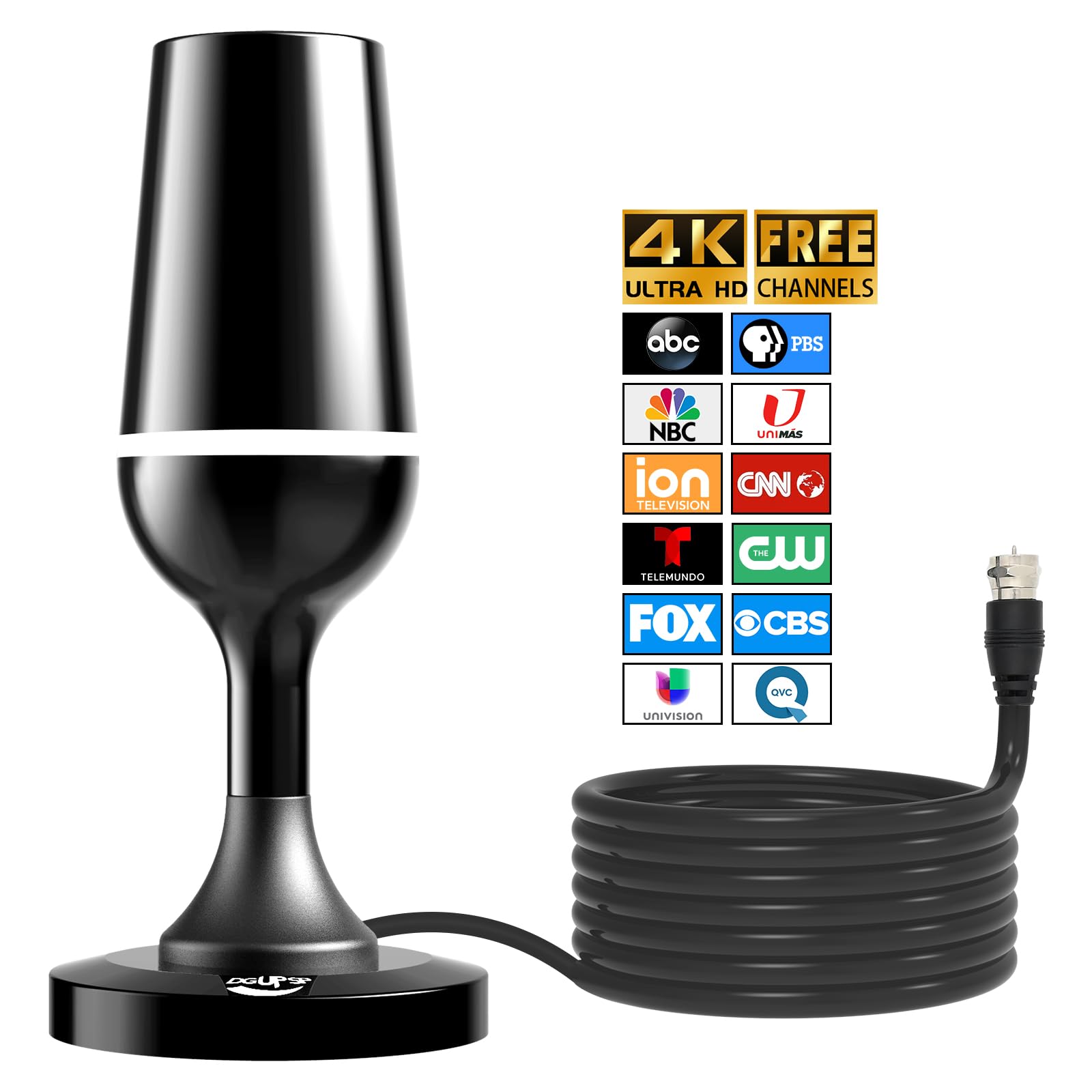 Digital TV Antenna for Smart Tv Indoor, 360 Reception Digital HDTV Antenna for Local Channels, Supports 1080P and 4K, Strong Magnetic Base (Black-V15711)