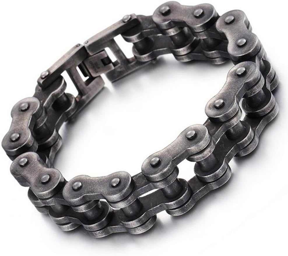 Large Heavy Titanium Chain Bike Bicycle Bracelet Men's Jewelry Brush Black Stainless Steel Motorcycle Biker Bracelet 12/18/22mm