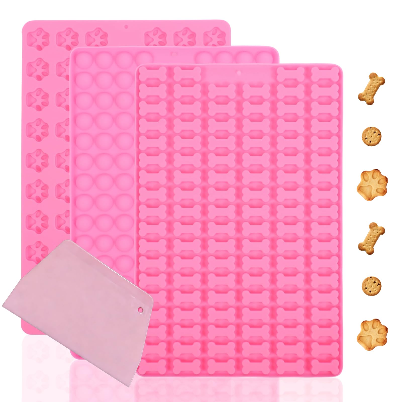 Molde de Silicona Para Caramelos, Golosinas para Perros, Chocolate, Fáciles de Limpiar, 3 Piezas, Reutilizables, sin BPA, Moldes para Hornear Galletas - 2