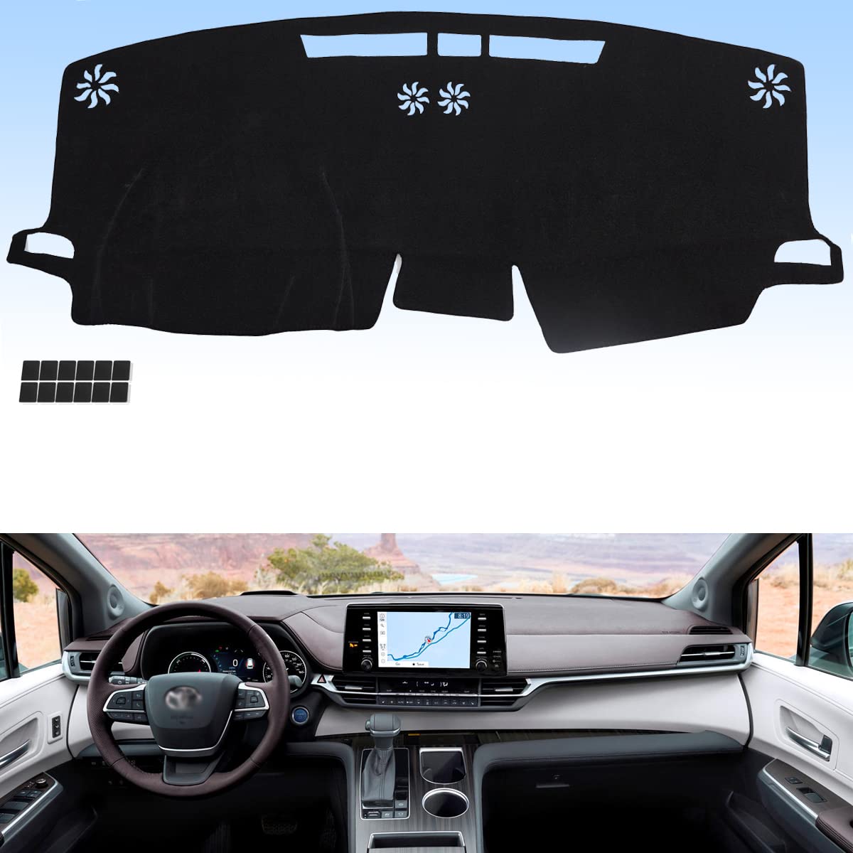 Photo 1 of AUQDD Dashboard Dash Cover Flannel Dash Mat Custom Compatible with 2021 2022 2023 Toyota Sienna Anti-Glare, Anti-Reflection, No Peculiar Smell Color Black