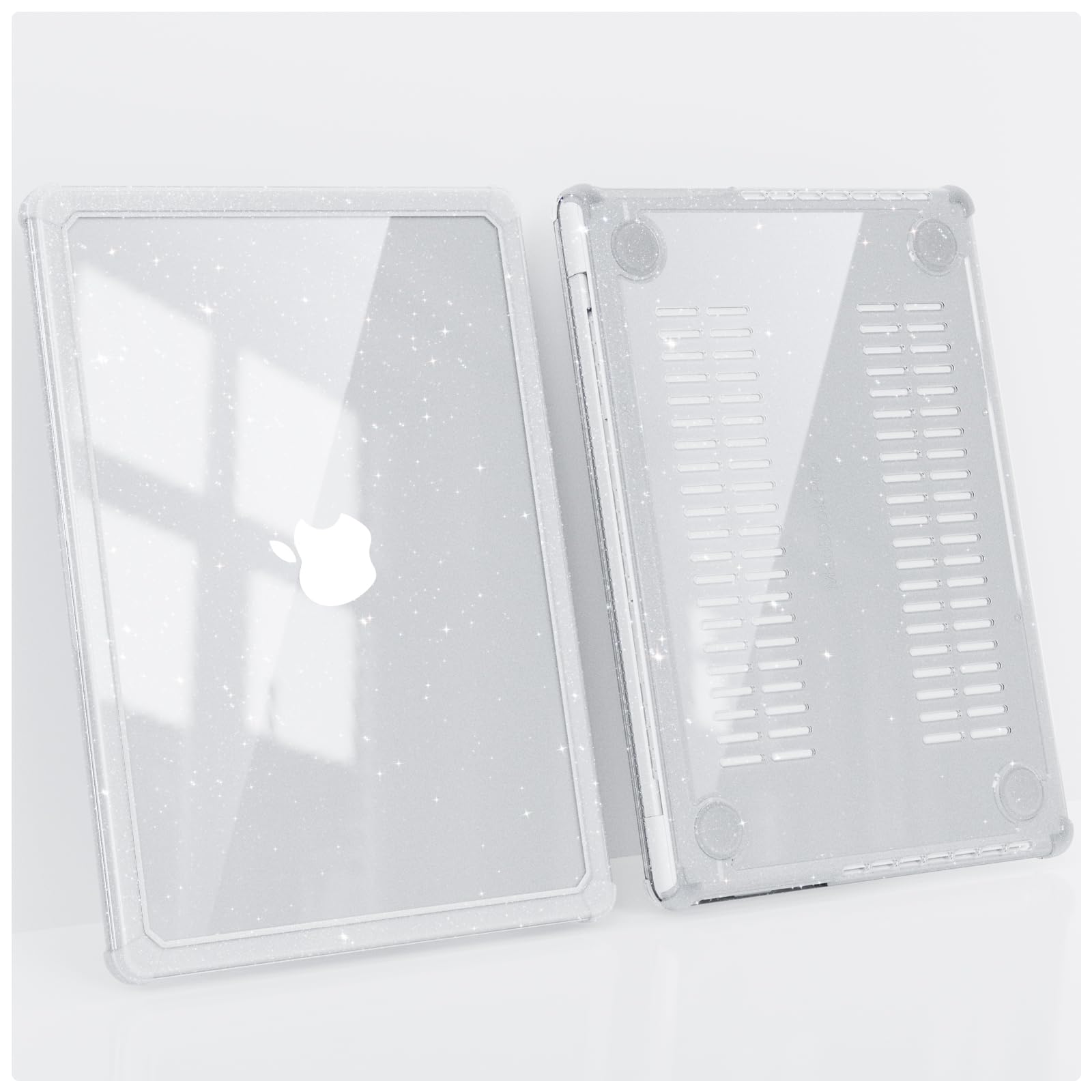 Soonjet Custodia per MacBook Pro 14" 2025-2021 | M5 M4 M3 M2 M1 Pro/Max | Bumper antiurto glitterato | Protezione militare contro le cadute | Cover rigida per laptop | Trasparente