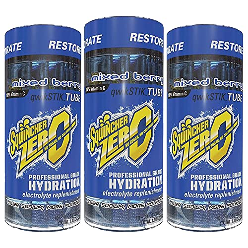 Sqwincher Zero Qwik Stik Sugar Free Electrolyte Powdered Drink Mix Low Calorie - Assorted Flavors And Sizes (Mixed Berry, 30 Sticks)