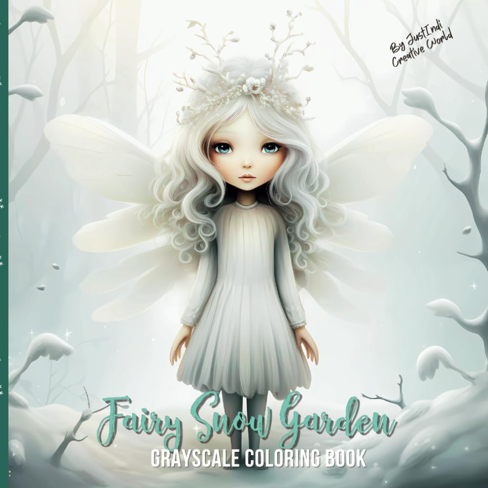 Fairy Snow Garden: Grayscale Coloring Book (Super Cute Grayscale Coloring Books)