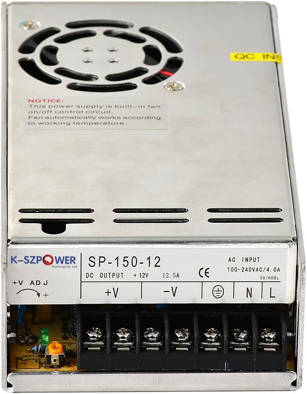 YGY 12V 12.5A 150W Universal Regulated Switching Power Supply Adaptor Transformer for CCTV Radio Computer 3D Printers (DC 12V 150Watts)