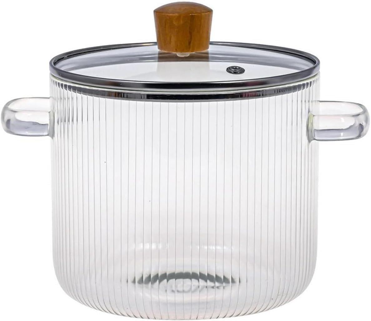 LITTLE HOMIE Glass Pots for Cooking On Stove with Lids 1.6L(54OZ) – Glass Pot Cooking with Lid – Glass Simmer Pot for Stove Potpourri - Clear Pots for Cooking - Glass Cookware Perfect for Soup Pot