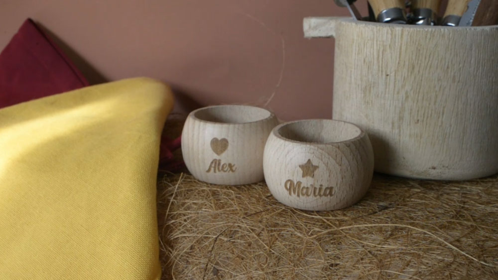 Rond De Serviette Personnalisé Bois Gravé - Prénom, Texte Ou Motif - Mariage, Anniversaire, Cadeau