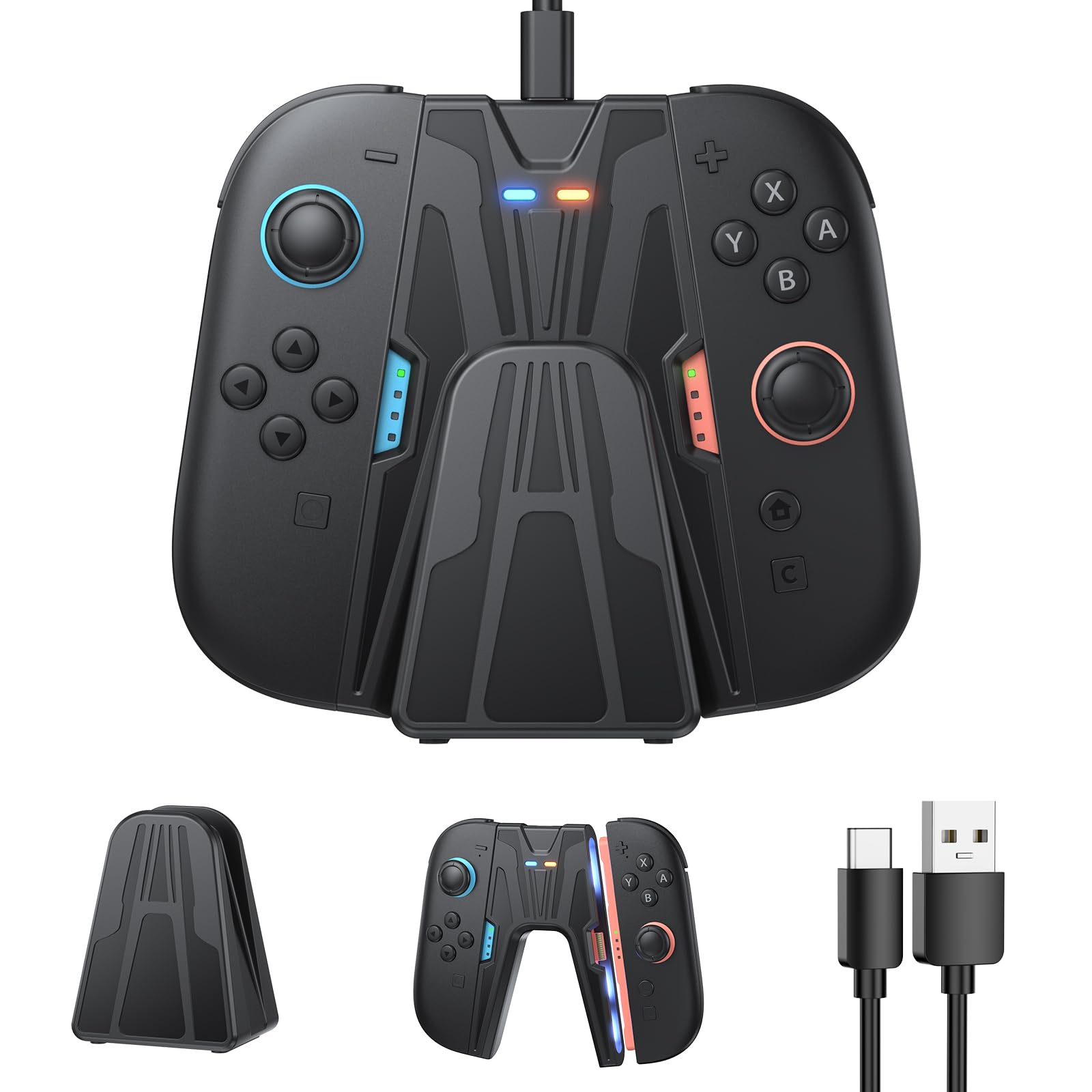 FASTSNAIL Aufladehalterung für Switch 2 für Joy Con 2, ladestation Kompatibel mit Nintendo Switch 2, Zubehör für Switch 2, Griffe mit ständer（Nicht für Switch 2017 und OLED）