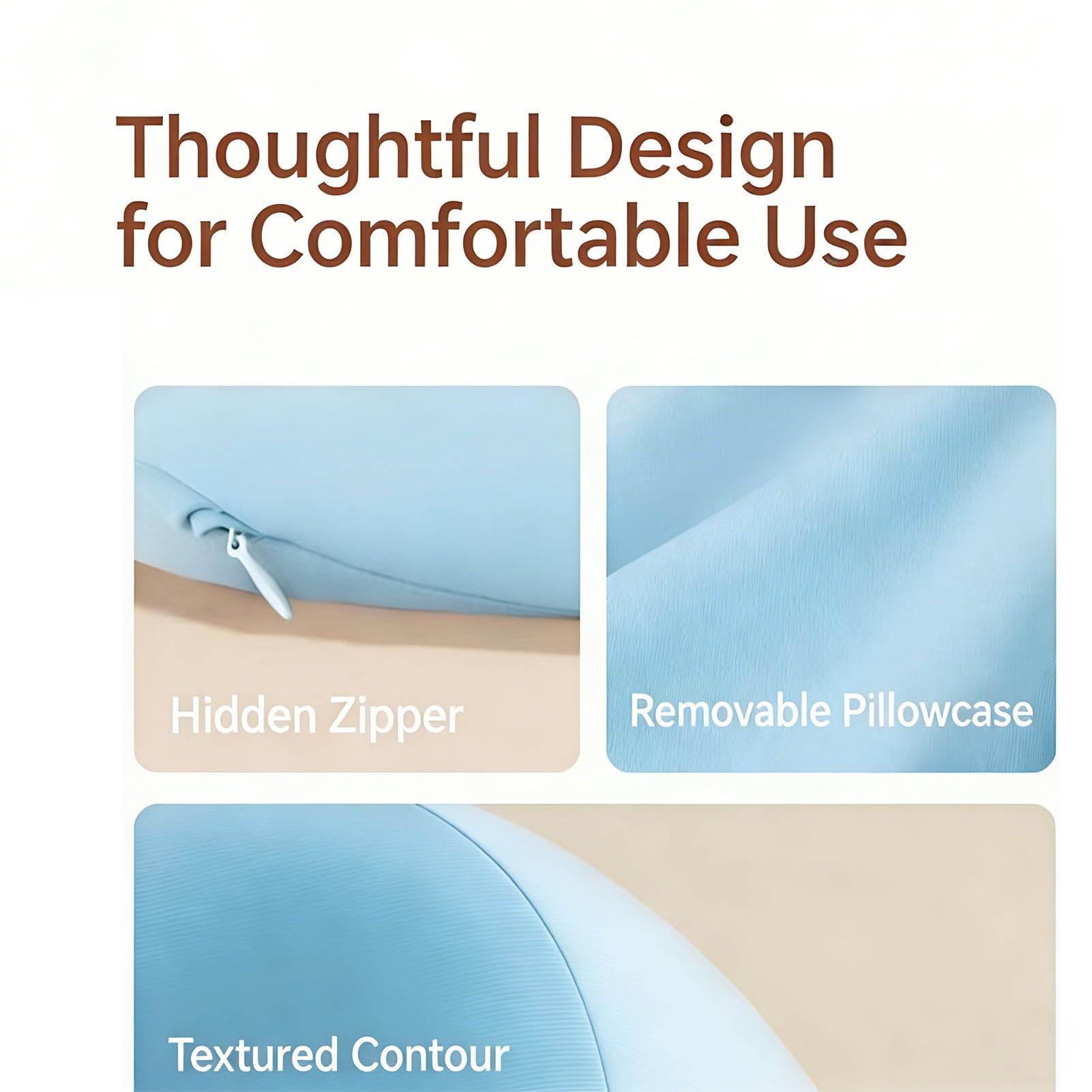 Cuscino cervicale da viaggio portatile in memory foam, cuscino ergonomico di supporto per il collo con fodera rimovibile lavabile in lavatrice, cuscino da campeggio traspirante (Blu)