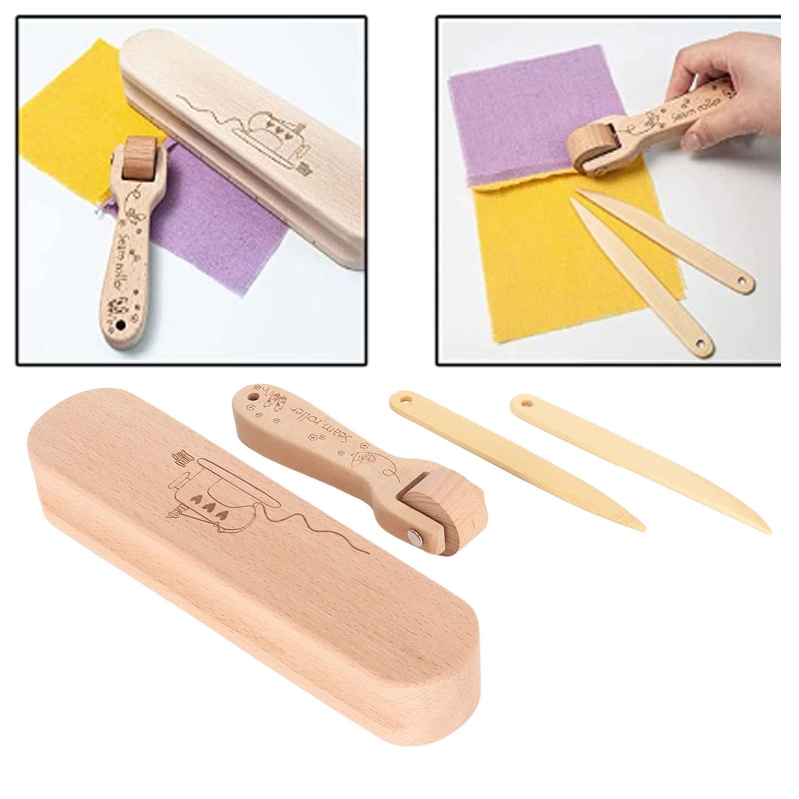 Batagli da sarto in legno di faggio, set di batagli da sarto, girapunti per rulli per cuciture Strumento da cucito in legno finemente lucidato per cucito, trapuntatura, stiratura