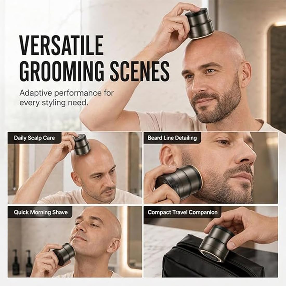 Afeitadora y recortadora de barba 2 en 1 para cabeza rapada (2 piezas)