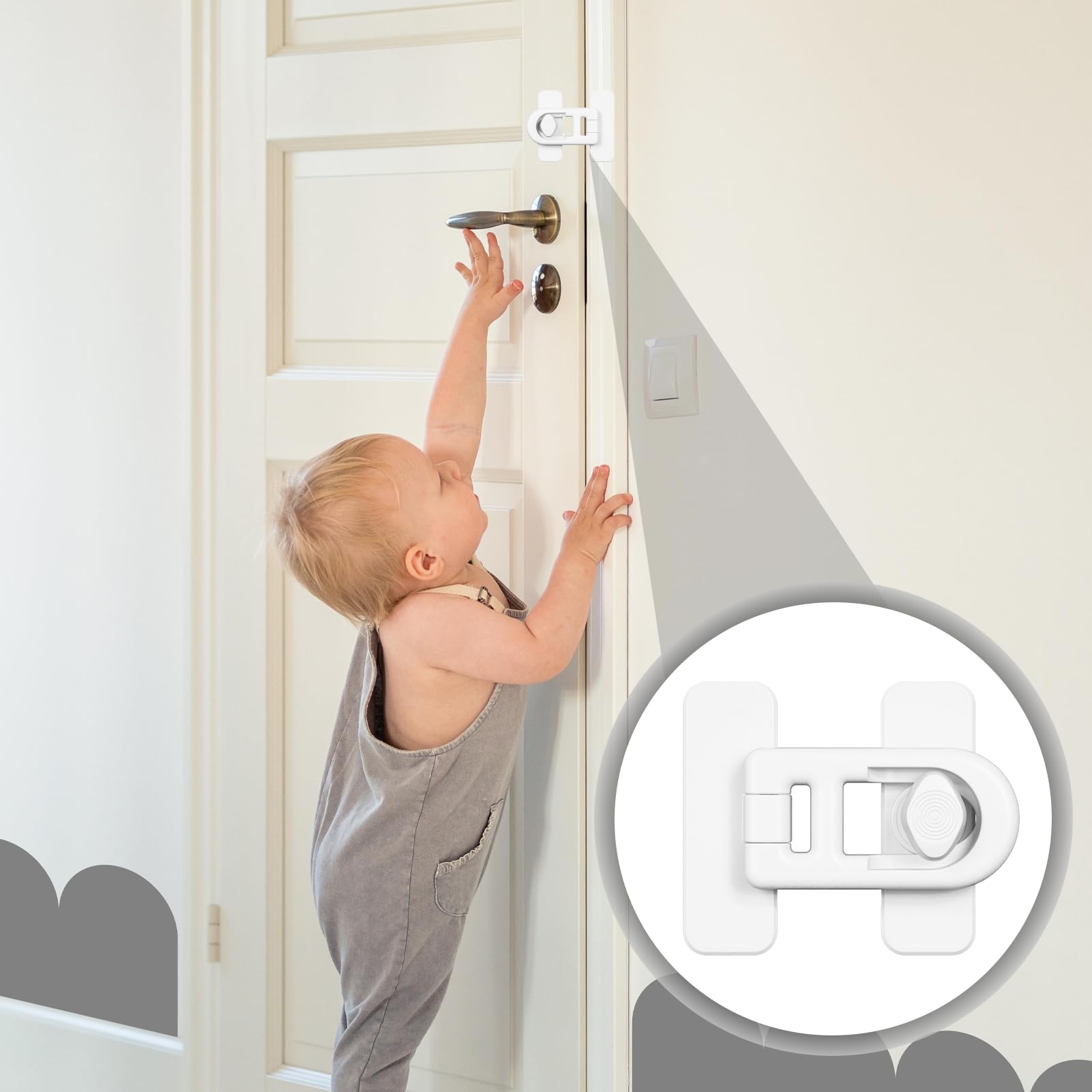 4 Pack Serrure De Porte De Réfrigérateur De Sécurité Enfant,Serrure De Réfrigérateur Sécurité Enfant,Securite Placard Enfant,Cadenas Frigo,Utilisant Un Adhésif 3m-Aucun Outil Ou Perceuse Nécessaire