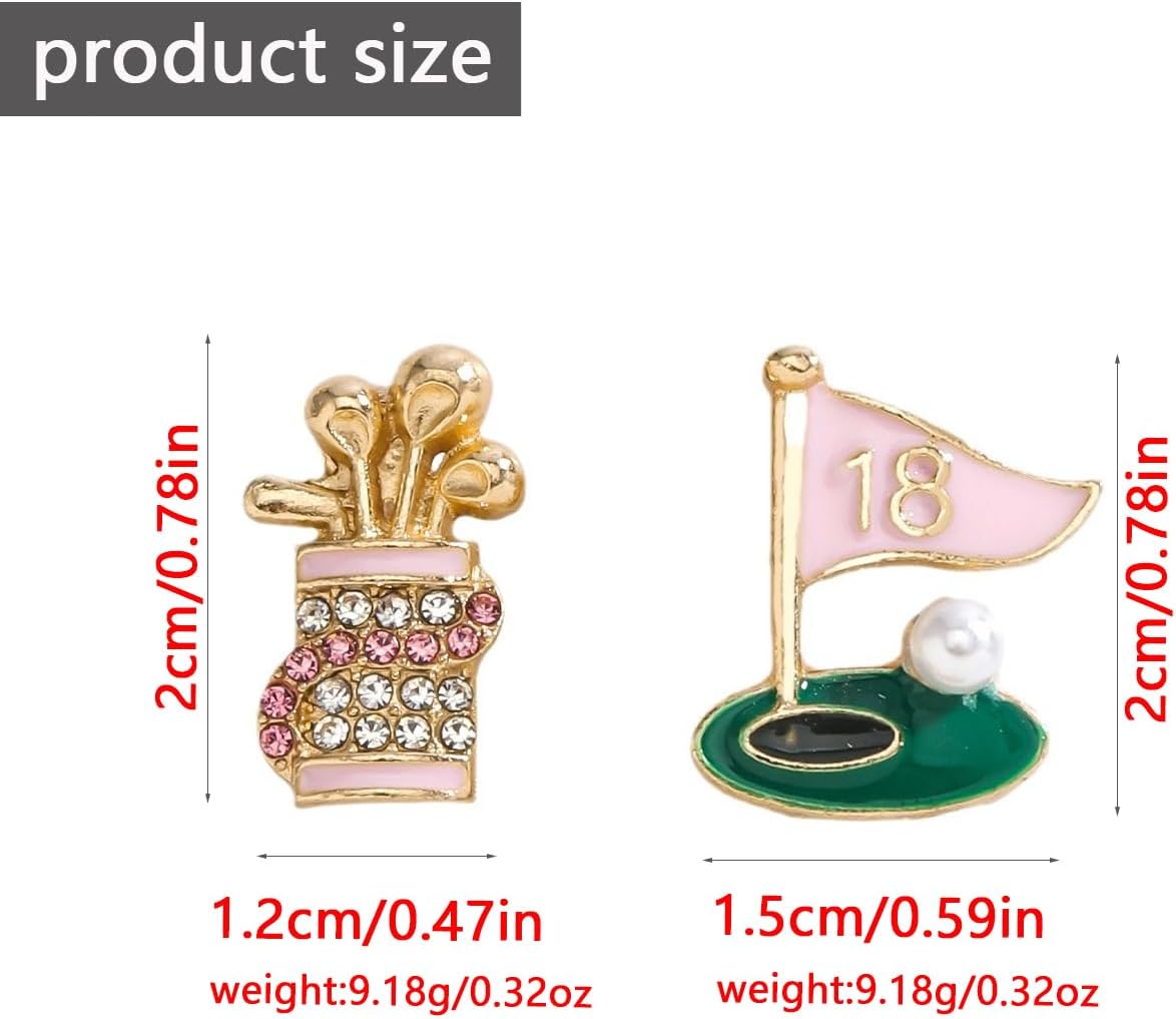 2 Pairs of Golf Earrings Set for Women, Fashion Sports Studs Stackable Jewelry Set, Golf Earrings Game Day Accessories Golf Jewelry Gifts - Image 2