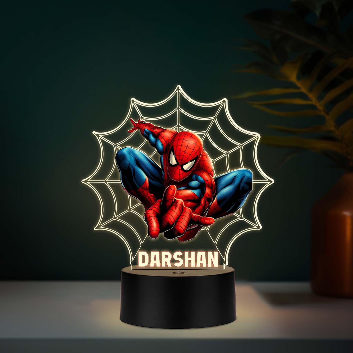 Customized Spiderman LED Name Lamp | 3D Illusion Nightlight Superhero Themed Bedside Table Lamp for Children’s Bedroom Gift for Boys & Marvel Fans | Warm White Light-image-25