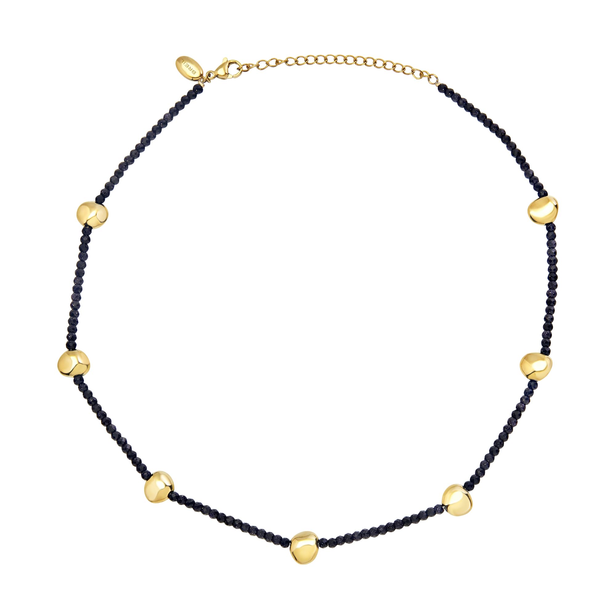 Breil, Collezione B Rocks, Collana da Donna in Acciaio Colorato, con Pietre Naturali, Lunghezza Regolabile, Chiusura a Moschettone, Misura 45 Cm