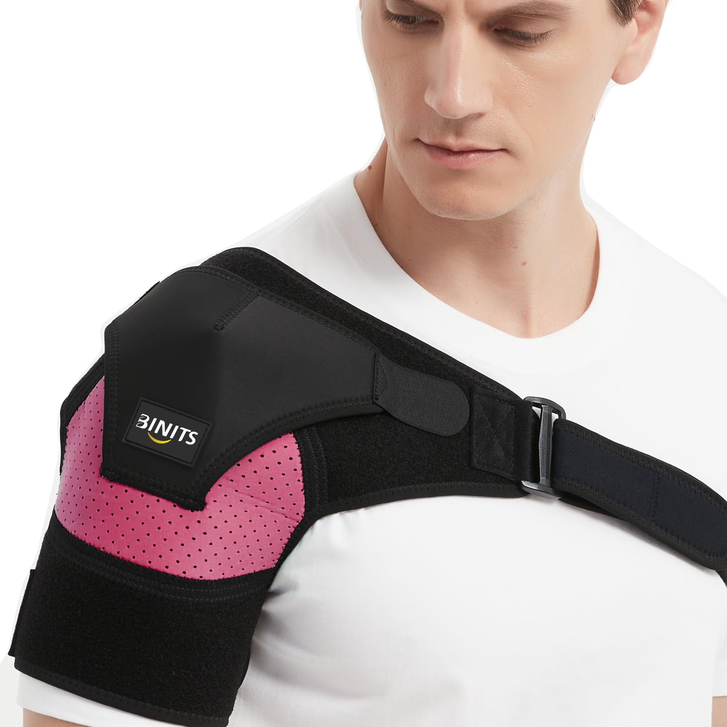 Shoulder Brace for Torn Rotator Cuff, Tendonitis, Shoulder Pain Relief, Dislocation, Adjustable Arm Sling Shoulder Support Fit Sleeve Wrap for Men & Women（Black L-XL）