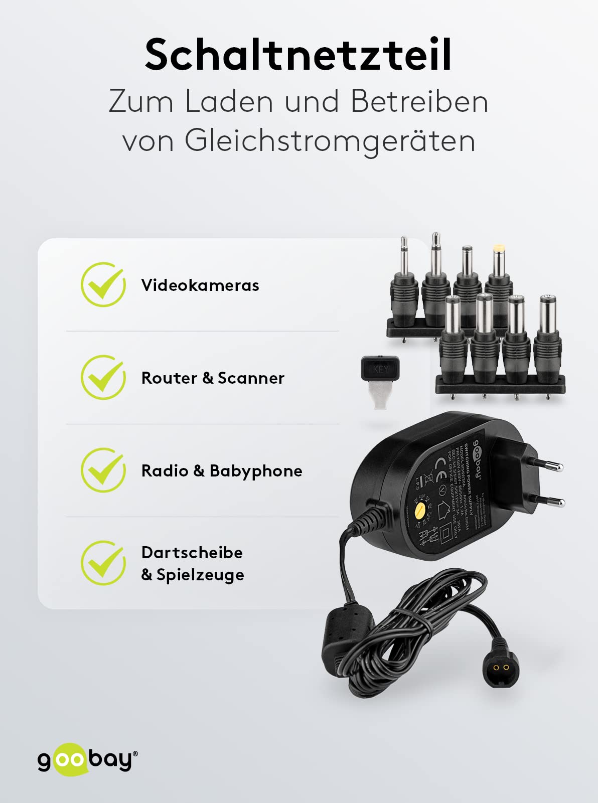 Universele AC/DC Adapter 5 V - 15 V 36 Watt Met Verwisselbare Stekkers 8 Stuks