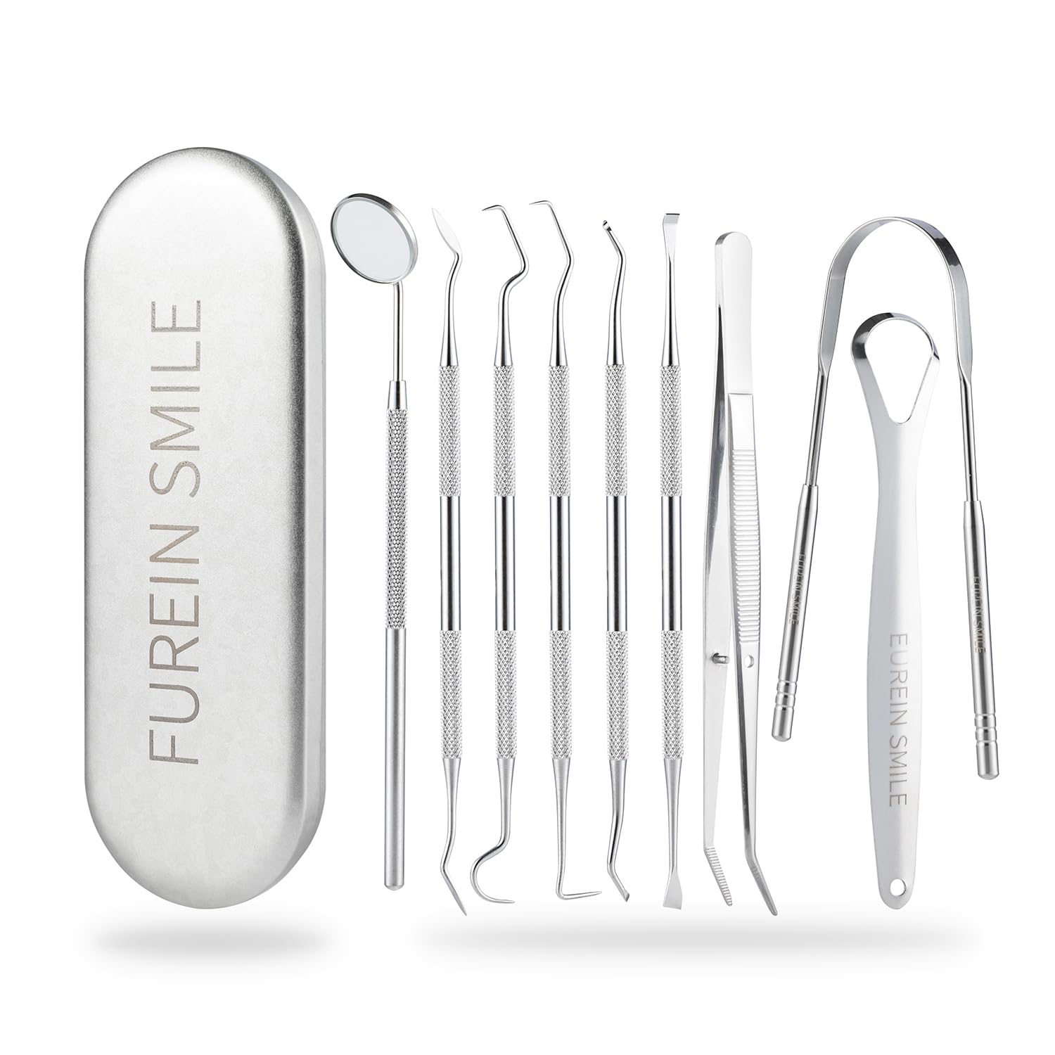Professional Dental Hygiene Tools Set 8-Piece Stainless Steel Teeth Cleaning Kit with Storage Case
