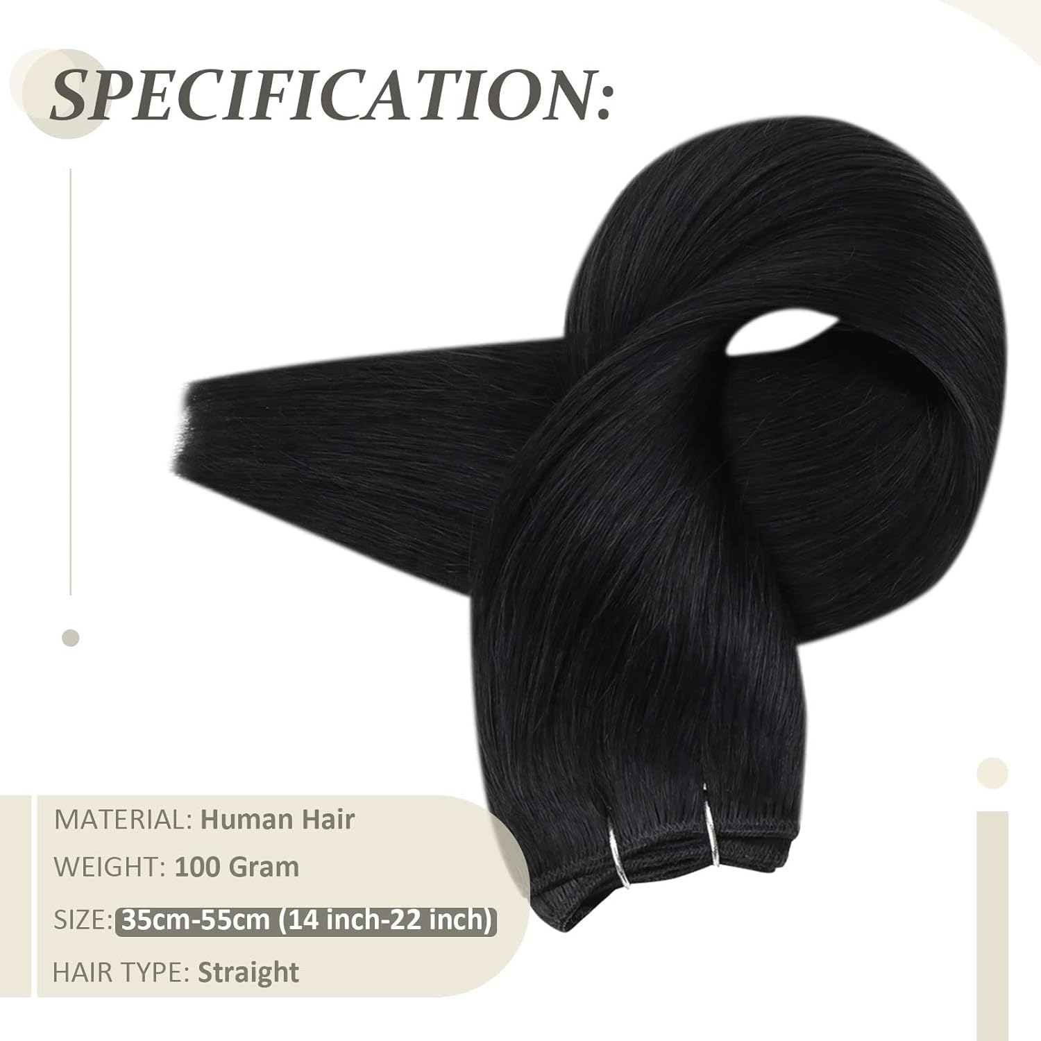 Fshine Real Human Hair Weaving Extensions,20 Inch 100 g,Color 1 Jet Black,Invisible Seamless Natural,No Damage Wear,for Hairstylists Salon Professionals,for Women - Image 2